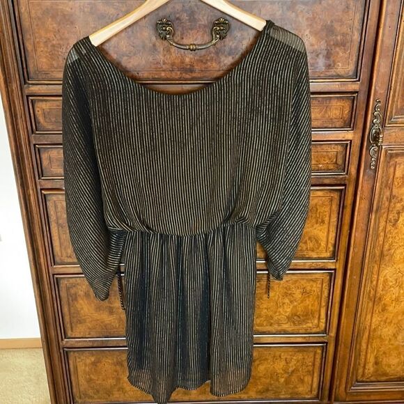 Maude Dresses & Skirts - MAUDE black and gold striped dress